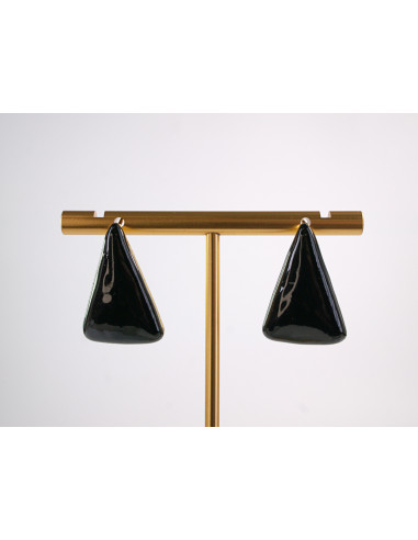 Kolczyki CZARNY TRÓJKĄT TRÓJKĄTY  STAL...