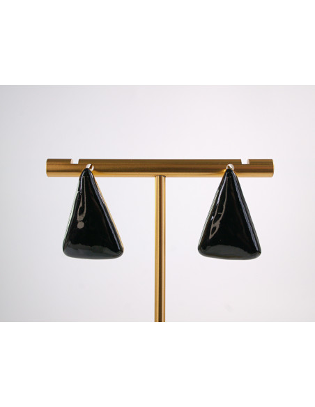 Kolczyki CZARNY TRÓJKĄT TRÓJKĄTY  STAL CHIRURGICZNA  LOLITA AKCESORIA