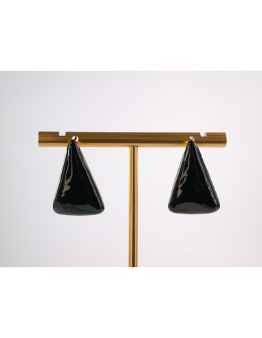 Kolczyki CZARNY TRÓJKĄT TRÓJKĄTY  STAL...