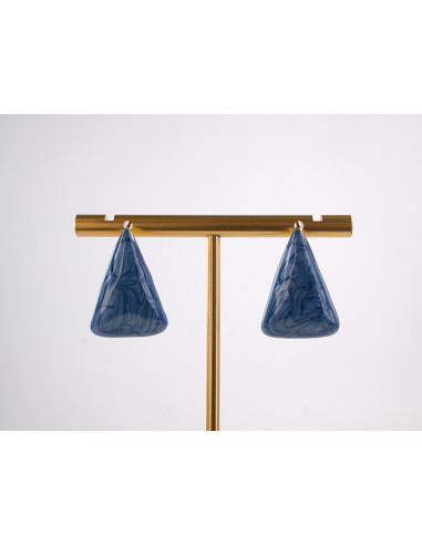 Kolczyki NIEBIESKIE TRÓJKĄT TRÓJKĄTY  STAL...