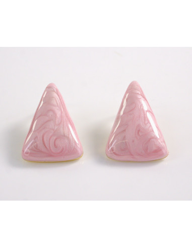 Kolczyki RÓŻOWY TRÓJKĄT TRÓJKĄTY  STAL...