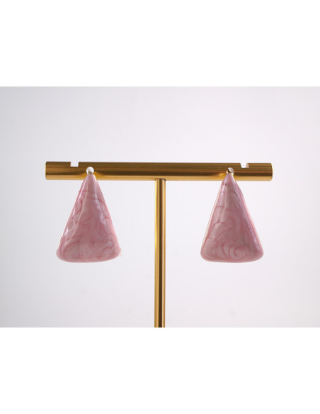 Kolczyki RÓŻOWY TRÓJKĄT TRÓJKĄTY  STAL CHIRURGICZNA  LOLITA AKCESORIA