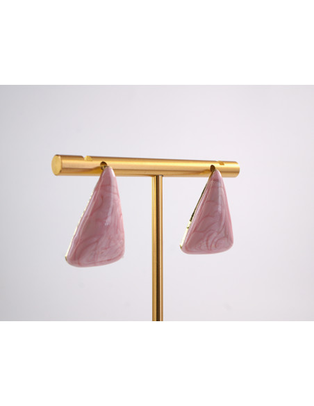 Kolczyki RÓŻOWY TRÓJKĄT TRÓJKĄTY  STAL CHIRURGICZNA  LOLITA AKCESORIA