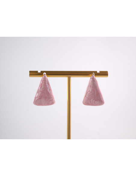 Kolczyki RÓŻOWY TRÓJKĄT TRÓJKĄTY  STAL CHIRURGICZNA  LOLITA AKCESORIA