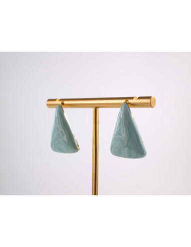 Kolczyki TURKUSOWY TRÓJKĄT TRÓJKĄTY  STAL...