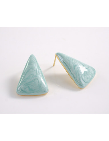 Kolczyki TURKUSOWY TRÓJKĄT TRÓJKĄTY  STAL...