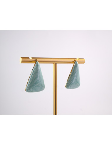 Kolczyki TURKUSOWY TRÓJKĄT TRÓJKĄTY  STAL...