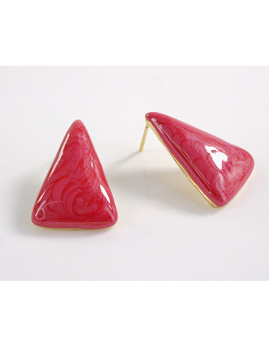 Kolczyki CZERWONY TRÓJKĄT TRÓJKĄTY  STAL...