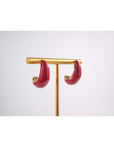 Kolczyki CZERWONE  ŁEZKI KROPLE   STAL...