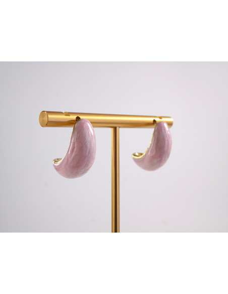 Kolczyki RÓŻOWE ŁEZKI KROPLE   STAL CHIRURGICZNA  LOLITA AKCESORIA 2,5 CM