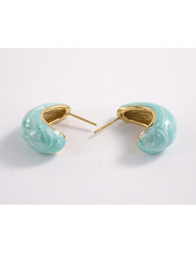 Kolczyki TURKUSOWE ŁEZKI KROPLE   STAL...