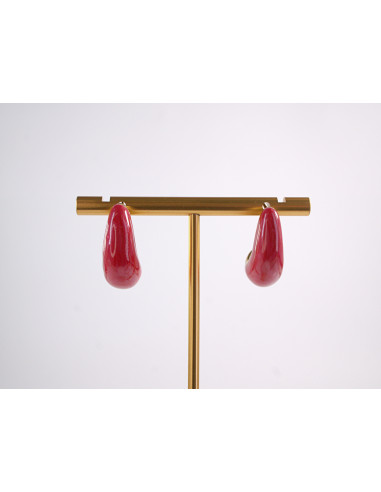 Kolczyki CZERWONE  ŁEZKI KROPLE   STAL...