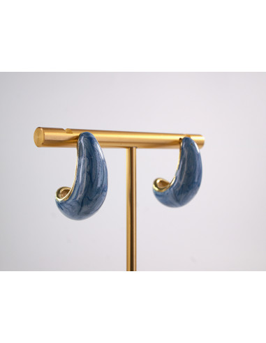 Kolczyki NIEBIESKIE ŁEZKI KROPLE   STAL...