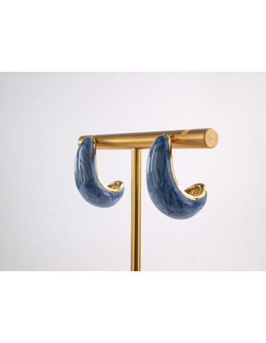 Kolczyki NIEBIESKIE ŁEZKI KROPLE   STAL...