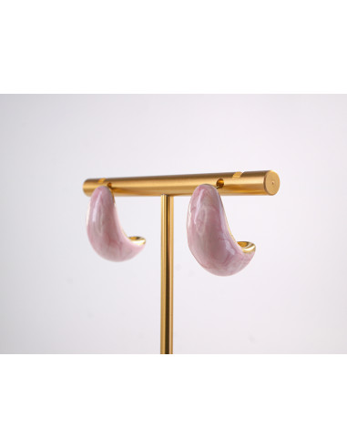 Kolczyki RÓŻOWE ŁEZKI KROPLE   STAL...