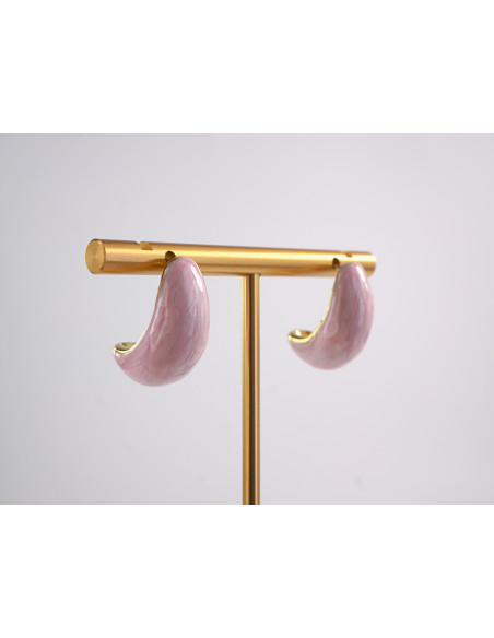 Kolczyki RÓŻOWE ŁEZKI KROPLE   STAL CHIRURGICZNA  LOLITA AKCESORIA 2 CM