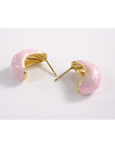 Kolczyki RÓŻOWE ŁEZKI KROPLE   STAL...