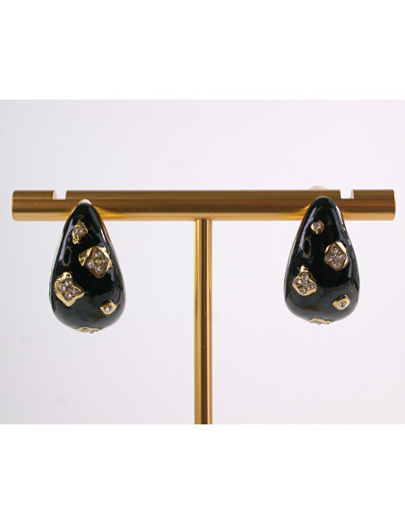 Kolczyki CZARNE  TŁOCZONE ŁEZKI KROPLE  STAL CHIRURGICZNA LOLITA AKCESORIA