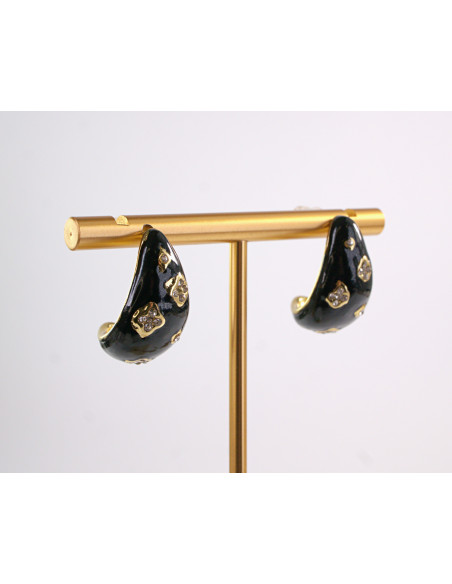 Kolczyki CZARNE  TŁOCZONE ŁEZKI KROPLE  STAL CHIRURGICZNA LOLITA AKCESORIA