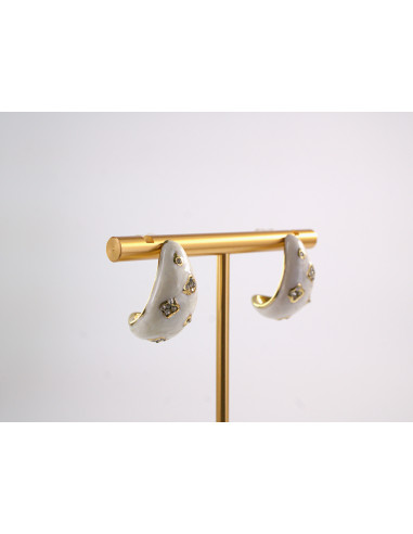 Kolczyki BIAŁE TŁOCZONE ŁEZKI KROPLE  STAL...