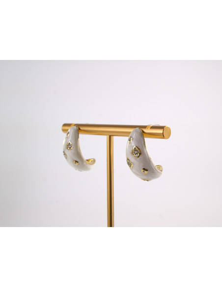 Kolczyki BIAŁE TŁOCZONE ŁEZKI KROPLE  STAL CHIRURGICZNA LOLITA AKCESORIA