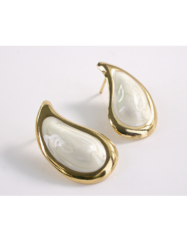 Kolczyki BIAŁE ŁEZKI KROPLE  STAL CHIRURGICZNA...