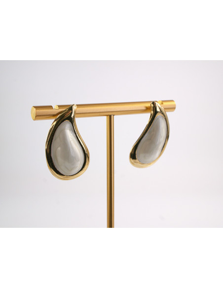 Kolczyki BIAŁE ŁEZKI KROPLE  STAL CHIRURGICZNA LOLITA AKCESORIA