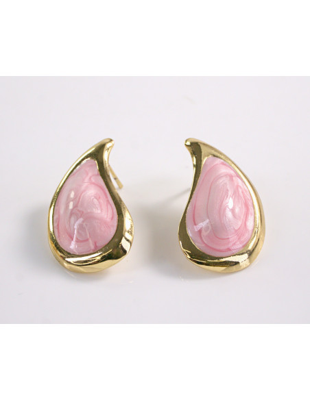 Kolczyki RÓŻOWE ŁEZKI KROPLE  STAL CHIRURGICZNA LOLITA AKCESORIA