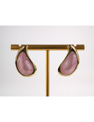 Kolczyki RÓŻOWE ŁEZKI KROPLE  STAL CHIRURGICZNA...