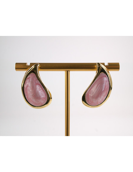 Kolczyki RÓŻOWE ŁEZKI KROPLE  STAL CHIRURGICZNA LOLITA AKCESORIA