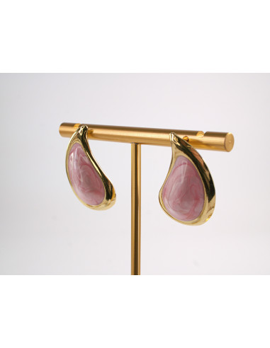 Kolczyki RÓŻOWE ŁEZKI KROPLE  STAL CHIRURGICZNA...