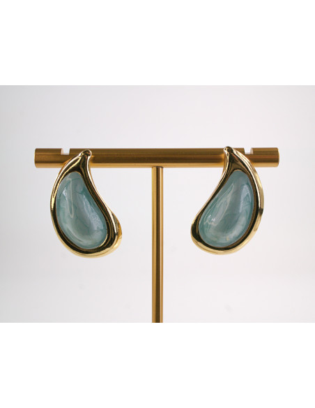 Kolczyki TURKUSOWE ŁEZKI KROPLE  STAL CHIRURGICZNA LOLITA AKCESORIA