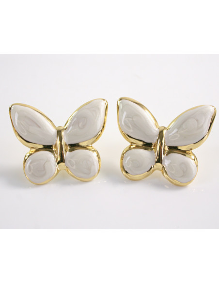 Kolczyki BIAŁE MOTYLKI MOTYL MOTYLEK STAL CHIRURGICZNA LOLITA AKCESORIA