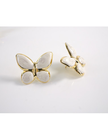 Kolczyki BIAŁE MOTYLKI MOTYL MOTYLEK STAL...