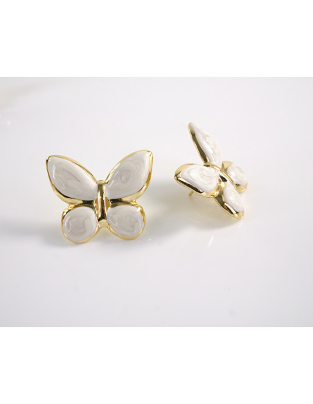 Kolczyki BIAŁE MOTYLKI MOTYL MOTYLEK STAL CHIRURGICZNA LOLITA AKCESORIA