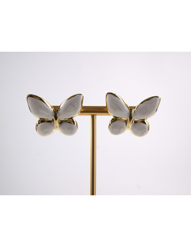 Kolczyki BIAŁE MOTYLKI MOTYL MOTYLEK STAL...