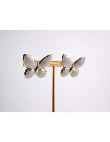 Kolczyki BIAŁE MOTYLKI MOTYL MOTYLEK STAL...