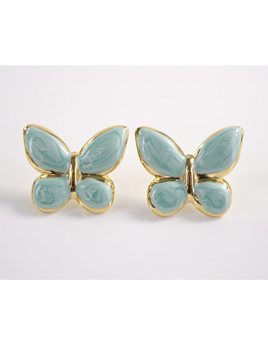 Kolczyki TURKUSOWE MOTYLKI MOTYL MOTYLEK STAL...
