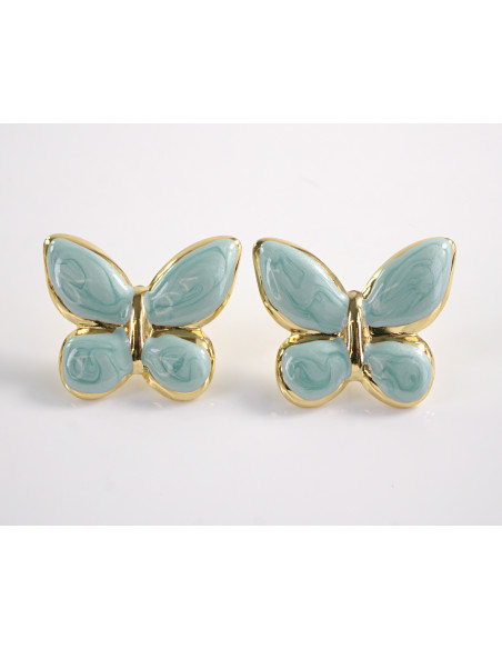 Kolczyki TURKUSOWE MOTYLKI MOTYL MOTYLEK STAL CHIRURGICZNA LOLITA AKCESORIA