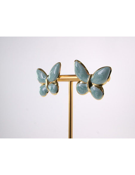 Kolczyki TURKUSOWE MOTYLKI MOTYL MOTYLEK STAL CHIRURGICZNA LOLITA AKCESORIA