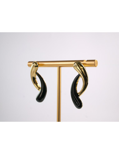 Kolczyki ZŁOTE ASYMETRYCZNE ZAWIJASY  STAL...