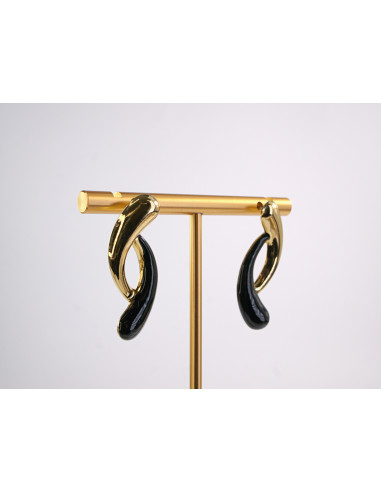 Kolczyki ZŁOTE ASYMETRYCZNE ZAWIJASY  STAL...