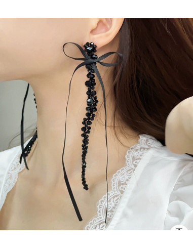Kolczyki DŁUGIE WIECZOROWE CZARNE XL 16 CM...