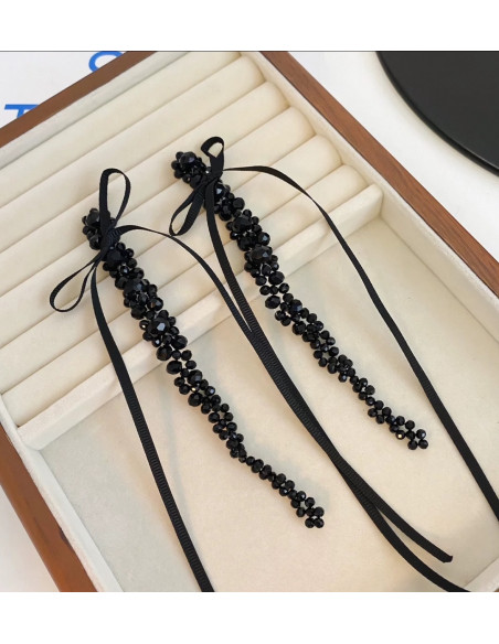 Kolczyki DŁUGIE WIECZOROWE CZARNE XL 16 CM LOLITA AKCESORIA