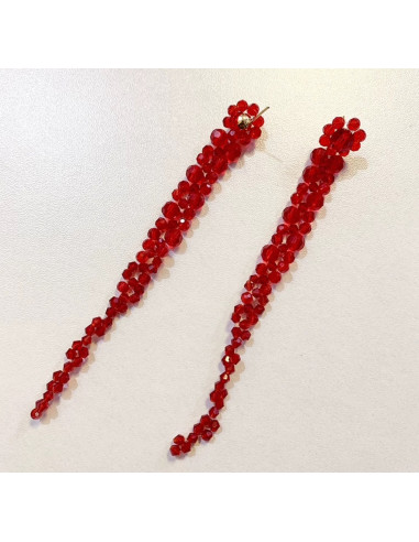 Kolczyki DŁUGIE WIECZOROWE czerwone XL 16 CM...