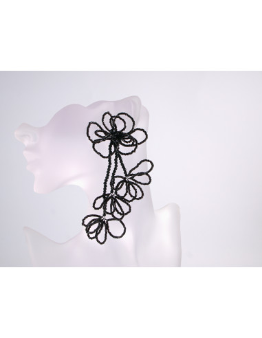 Kolczyki DŁUGIE WIECZOROWE CZARNE XL MAXI...