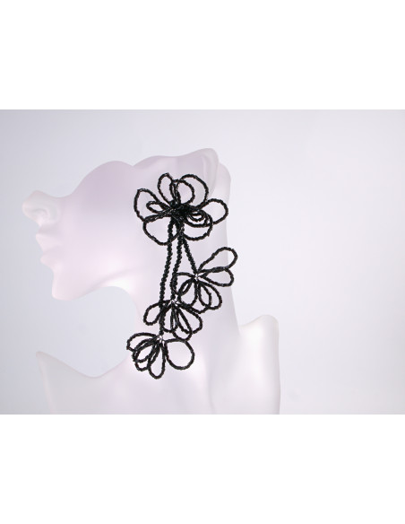 Kolczyki DŁUGIE WIECZOROWE CZARNE XL MAXI  LOLITA AKCESORIA  sztyft 925