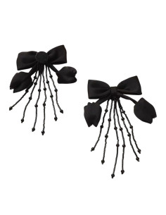 Kolczyki DŁUGIE WIECZOROWE CZARNE KOKARDA LOLITA... 2