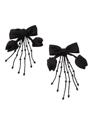 Kolczyki DŁUGIE WIECZOROWE CZARNE KOKARDA...