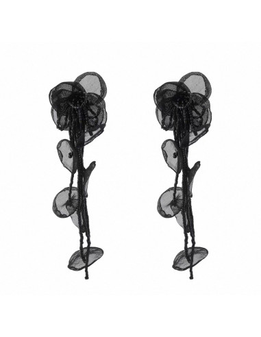 Kolczyki KWIATY DŁUGIE WIECZOROWE CZARNE MAXI...